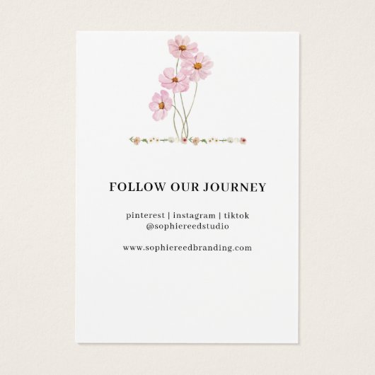 Minimalistische Bloemen Gepersonaliseerde Sieraden Visitekaartje (Achterkant)