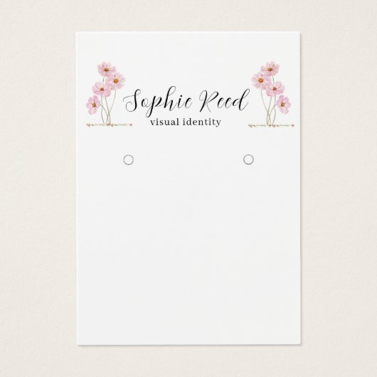 Minimalistische Bloemen Gepersonaliseerde Sieraden Visitekaartje (Voorkant)