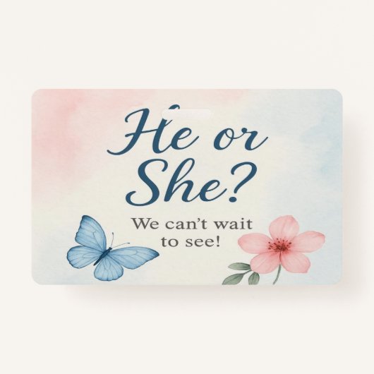 Minimalistische Bloemen Geslacht Onthulling Uitnod Badge (Achterkant)