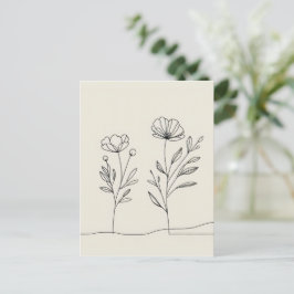 Minimalistische bloemen klaprozen Lineart Briefkaart