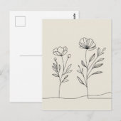 Minimalistische bloemen klaprozen Lineart Briefkaart (Voorkant / Achterkant)