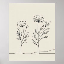 Minimalistische bloemen klaprozen Lineart