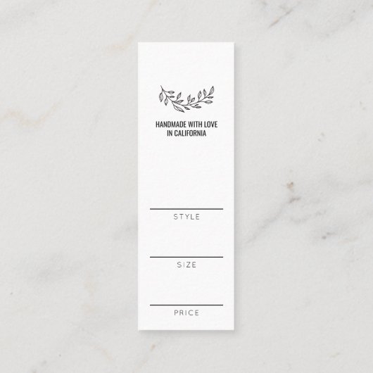 Minimalistische Bloemen Kleding Boutique Prijs Lab Mini Visitekaartje (Achterkant)