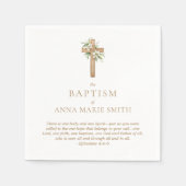 Minimalistische Bloemen Kruis Doop Bijbelvers Servet (Voorkant)