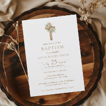 Minimalistische Bloemen Kruis Moderne Doop