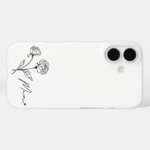 Minimalistische Bloemen Mam Gift met Hart Case-Mate iPhone Case (Achterkant (horizontaal))