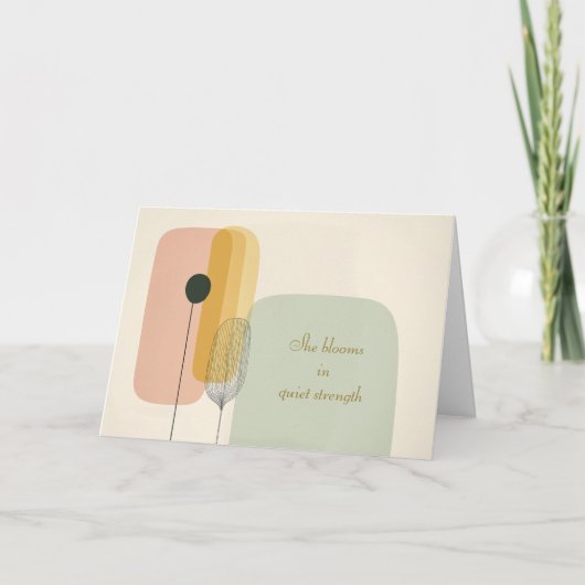 Minimalistische Bloemen Moederdag Kaart - Ze Bloei (Voorkant)