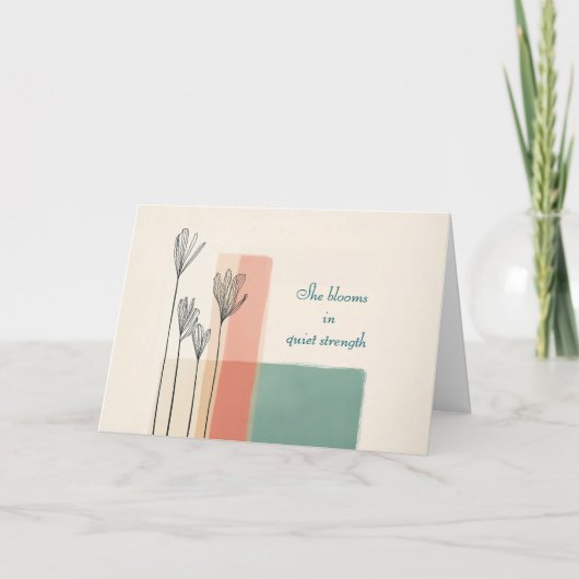 Minimalistische Bloemen Moederdag Kaart - Ze Bloei (Voorkant)