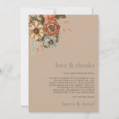 Minimalistische Bloemen QR Code Bruiloft Bedankkaart (Voorkant)