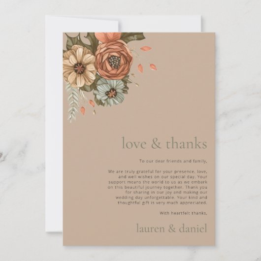 Minimalistische  Bloemen QR Code Bruiloft Bedankkaart (Voorkant)