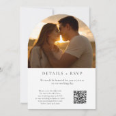 Minimalistische Bloemen QR Code Foto Trouwboog Kaart (Achterkant)