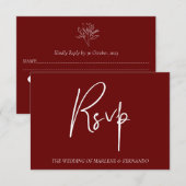 Minimalistische bloemen RSVP-kaart RSVP Kaartje (Voorkant / Achterkant)