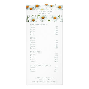 Minimalistische bloemen   Salon prijslijst Service Reclamekaart