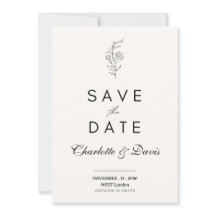 Minimalistische bloemen save the date kaart