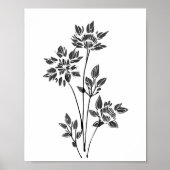 Minimalistische bloemen schets kunst poster (Voorkant)