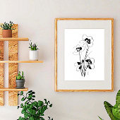 Minimalistische bloemen schets kunst poster
