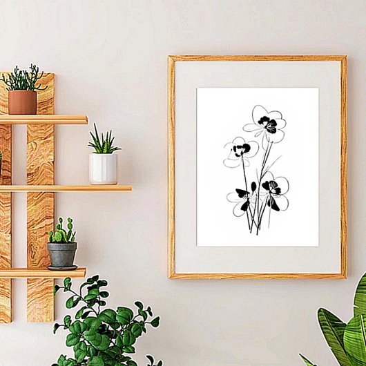 Minimalistische bloemen schets kunst poster