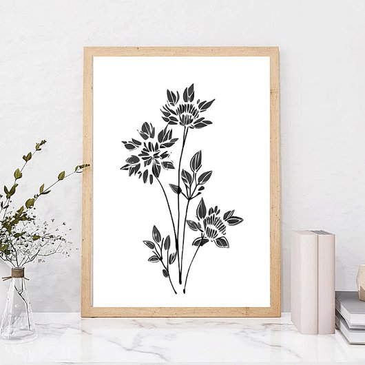 Minimalistische bloemen schets kunst poster