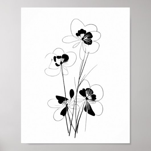 Minimalistische bloemen schets kunst poster (Voorkant)