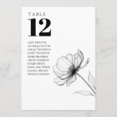 Minimalistische Bloemen Tafel Nummer Zitting Grafi Kaart (Achterkant)