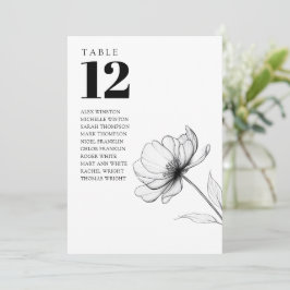 Minimalistische Bloemen Tafel Nummer Zitting Grafi Kaart