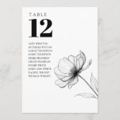 Minimalistische Bloemen Tafel Nummer Zitting Grafi Kaart (Voorkant)