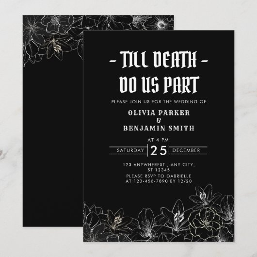 Minimalistische bloemen tot de dood ons deel bruil kaart (Voorkant / Achterkant)