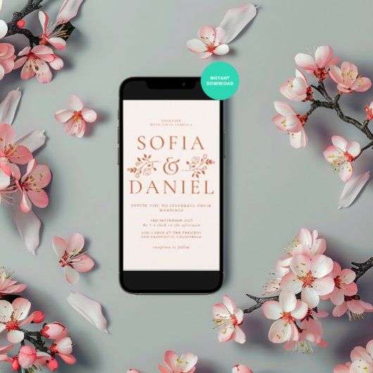 Minimalistische Bloemen Winter bruiloft Kaart