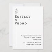 Minimalistische Bloemen Zwart & Wit Huwelijksuitno Kaart (Voorkant)