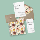 Minimalistische Bloemen Zwart & Wit Huwelijksuitno Kaart