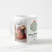 Minimalistische Bloemenbal | 2 Fotocollage Kerstmi Koffiemok (Voorkant links)