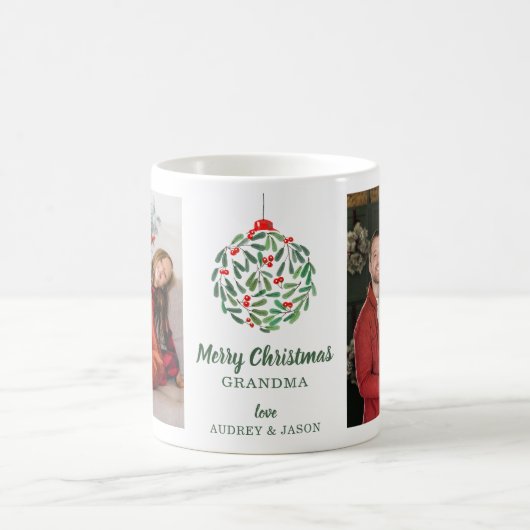 Minimalistische Bloemenbal | 2 Fotocollage Kerstmi Koffiemok (Center)