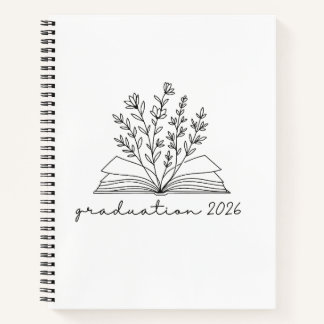 Minimalistische bloemenboek afstuderen 2026 notitieboek