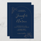 Minimalistische Bloemenboog Huwelijksuitnodiging Kaart (Voorkant / Achterkant)