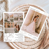 Minimalistische bloemenbruiloft bedankkaart kaart