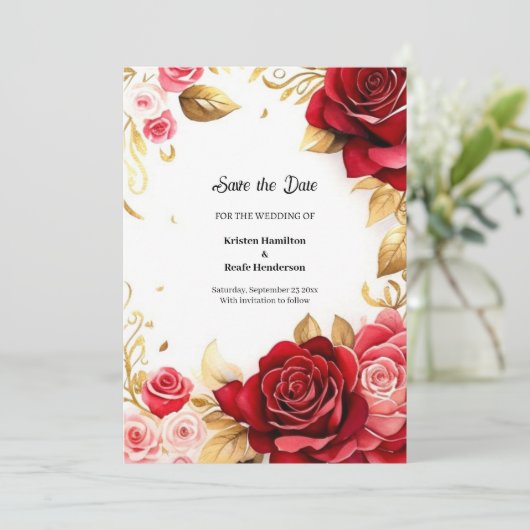 Minimalistische bloemenbruiloft bewaar de datum Ka Save The Date (Staand voorkant)