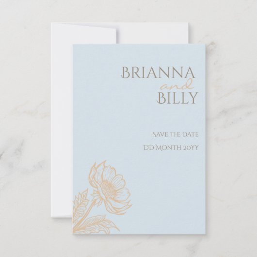 Minimalistische bloemenbruiloft bewaar de datum save the date (Voorkant)