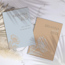 Minimalistische bloemenbruiloft bewaar de datum save the date