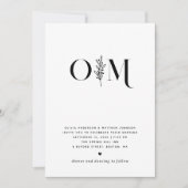 Minimalistische bloemenbruiloft | Elegant zwart-wi Kaart (Voorkant)