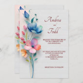 Minimalistische bloemenbruiloft kaart (Voorkant / Achterkant)