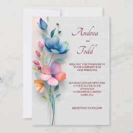 Minimalistische bloemenbruiloft kaart