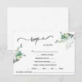 Minimalistische bloemenbruiloft RSVP kaartje (Voorkant / Achterkant)