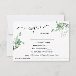 Minimalistische bloemenbruiloft RSVP kaartje