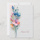 Minimalistische bloemenbruiloft save the date (Achterkant)