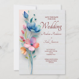 Minimalistische bloemenbruiloft save the date