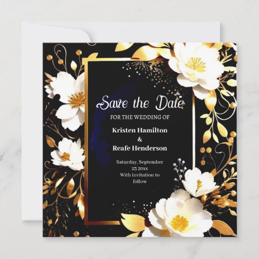 Minimalistische bloemenbruiloft Save the Date Kaar (Voorkant)