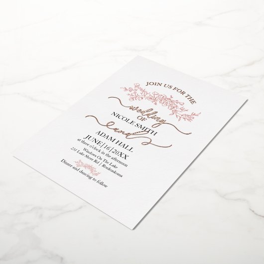 Minimalistische Bloemenbruiloft Uitnodiging | eleg (Gedraaid)