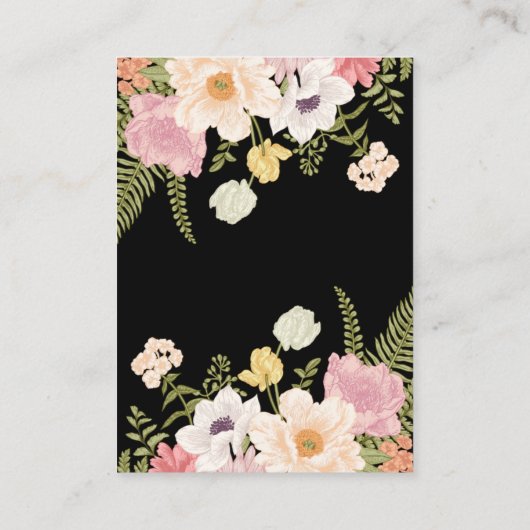 Minimalistische bloemenbruiloft | Zwart-wit Elegan Informatiekaartje (Achterkant)