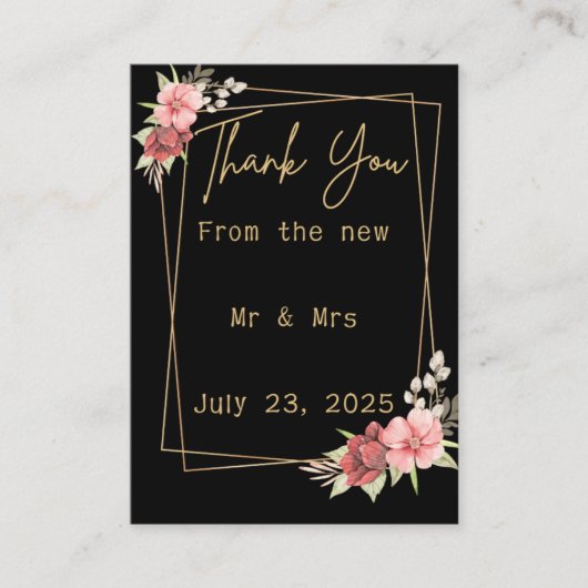 Minimalistische bloemenbruiloft | Zwart-wit Elegan Informatiekaartje (Voorkant)