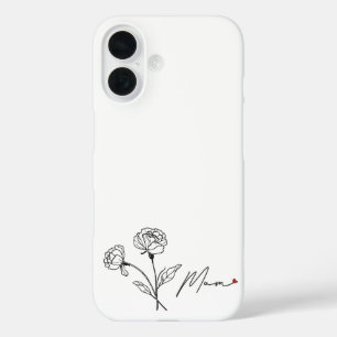 Minimalistische bloemencadeau voor moeder met hart iPhone 16 hoesje